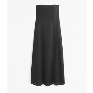 Abercrombie & Fitch Strapless Linen Maxi Dress Black Large Petite
